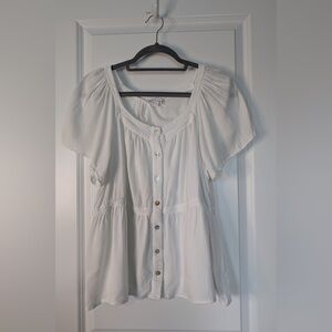 Baltic Born Unity Short Sleeve Button Up Top Peplum Off-White Size Large